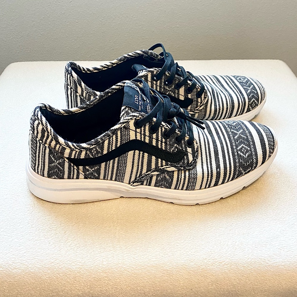 Vans Black and White Patterned Athletic Shoes